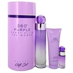 Perry Ellis 360 Purple by Perry Ellis - Gift Set -- 3.4 oz Eau De Parfum Spray + .25 oz Mini EDP Spray + 3 oz Shower Gel - für Frauen